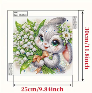 Preview: Diamond Painting Hase mit Maiglöckckenstrauss